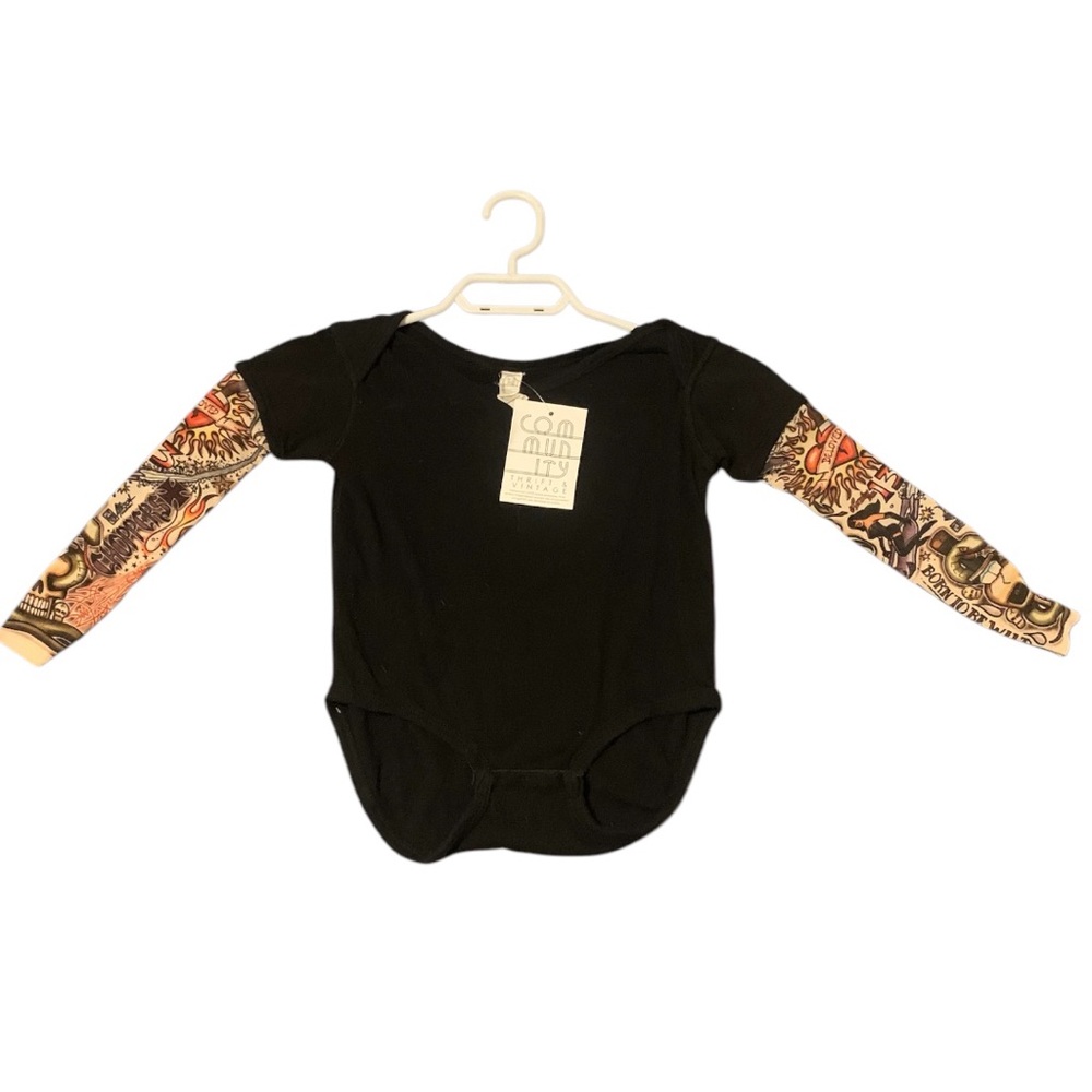 Infant age 2 funny tattoo sleeve onesie